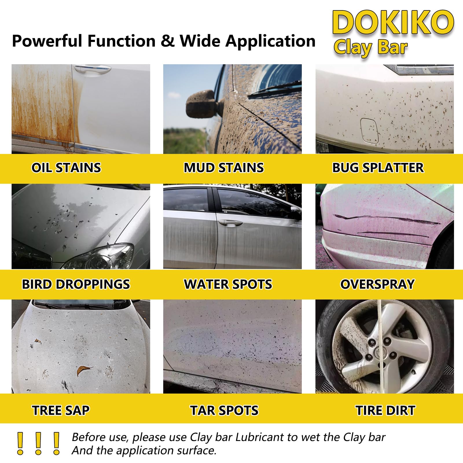 DOKIKO 400g Auto Clay Bars Auto Detailing 4pcs +10pcs Clay bar Lubricant Tablets(1pcs=16 oz)+Microfiber Cloth+Spray Bottle,Clay